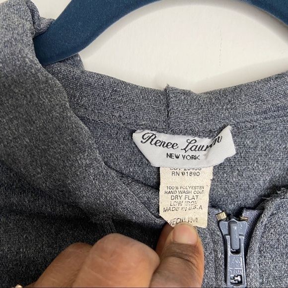 Renee Lauren Gray Zip Up Hoodie Womens a Medium - Picture 2 of 5